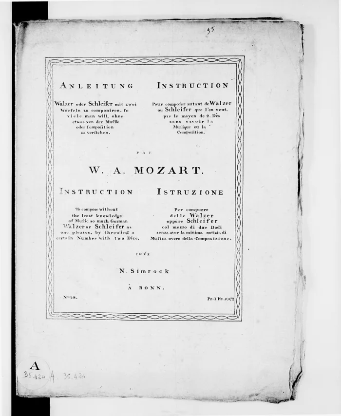 Titelblatt des Drucks von 1792 mit dem Namen W. A. Mozart